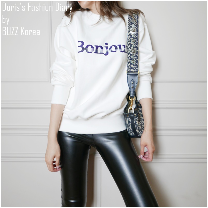 ♣ X019 Bonjour 長版衛衣 白色/灰色
