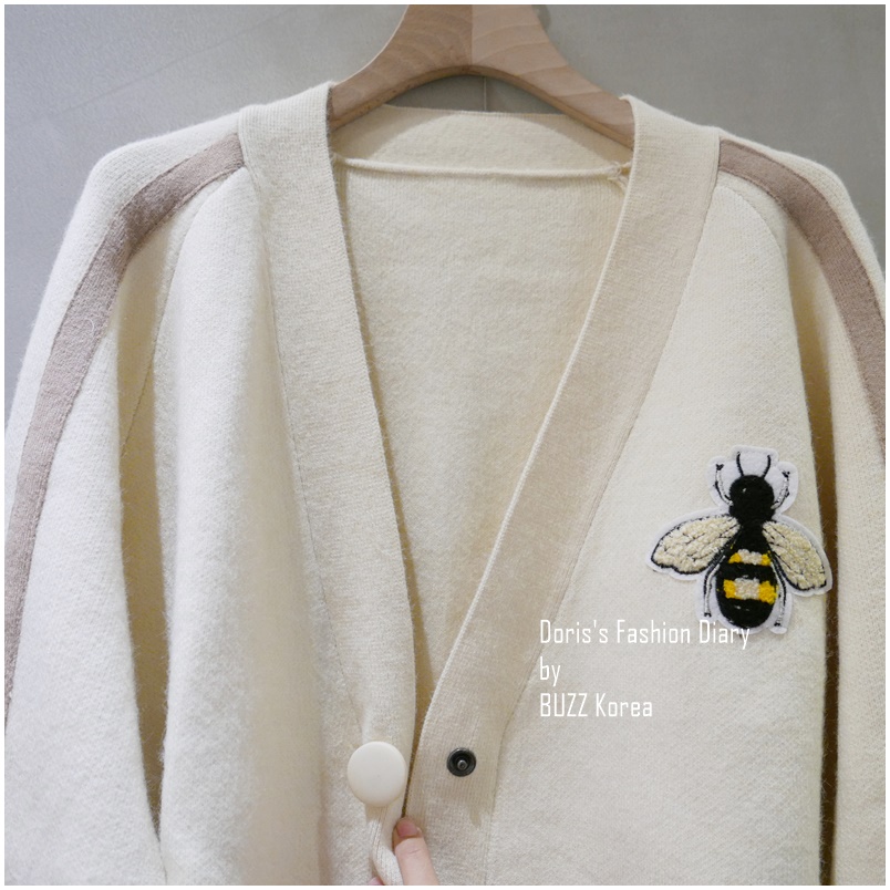 ♣ 蜜蜂針織小外套 黑色/米色