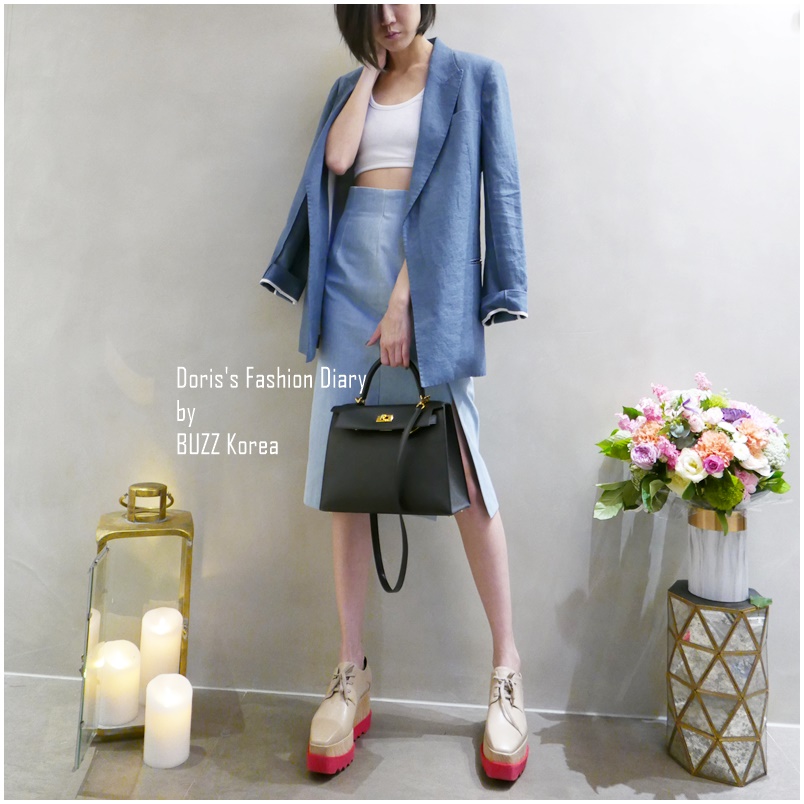 ♣ Doris’s Fashion Diary 螺紋棉短腰背後勾勾排釦背心 白色/灰色