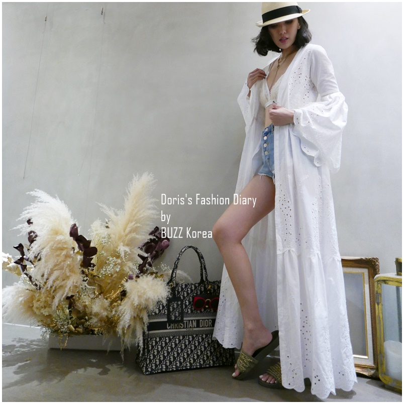 ♣ Doris’s Fashion Diary 訂製款 蕾絲喇叭繡口袋長罩衫