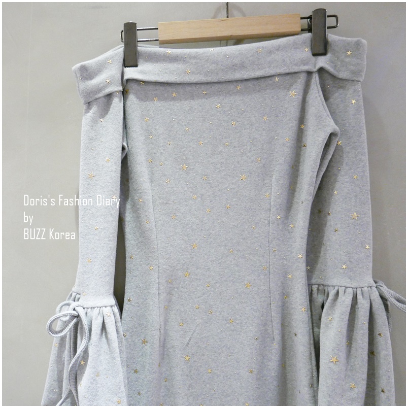 ♣ Doris’s Fashion Diary 訂製款 立體星星燙金平肩側開岔長洋裝 