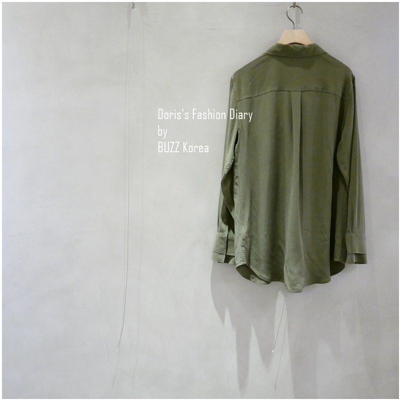 ♣ 氣質絲綢軍綠襯衫