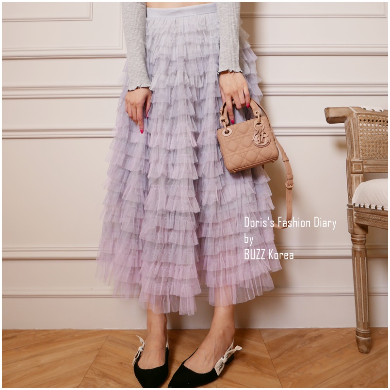 ♣ A018 粉紫漸層蛋糕長紗裙 