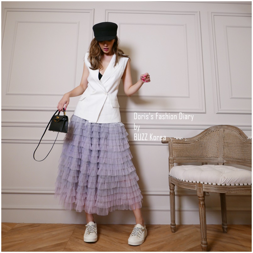 ♣ A018 粉紫漸層蛋糕長紗裙 