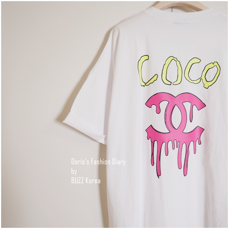 ♣ A010  冰淇淋翻玩COCO棉Tee 白色/螢光綠   
