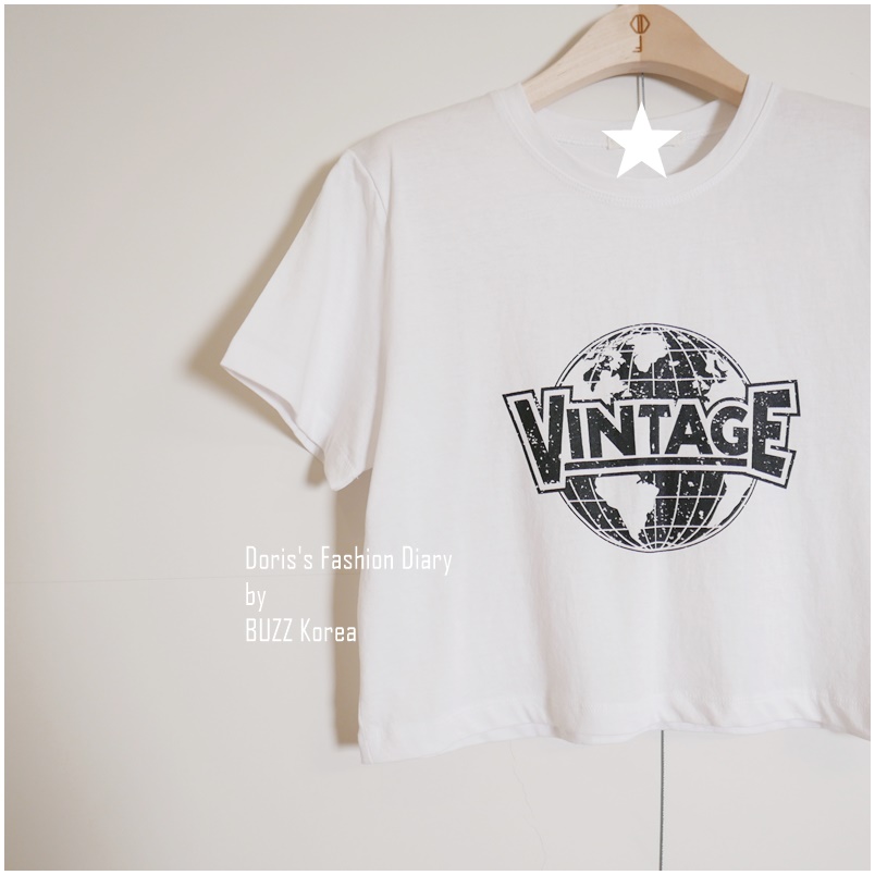♣ A011  Vintage短腰棉Tee   