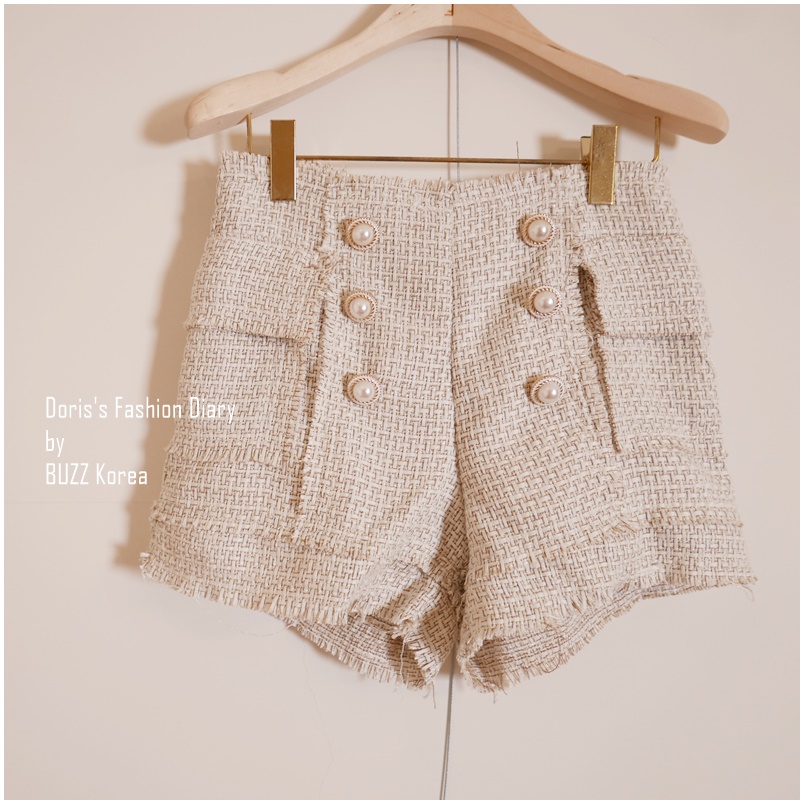 ♣  B030 珍珠釦軟毛尼小短褲