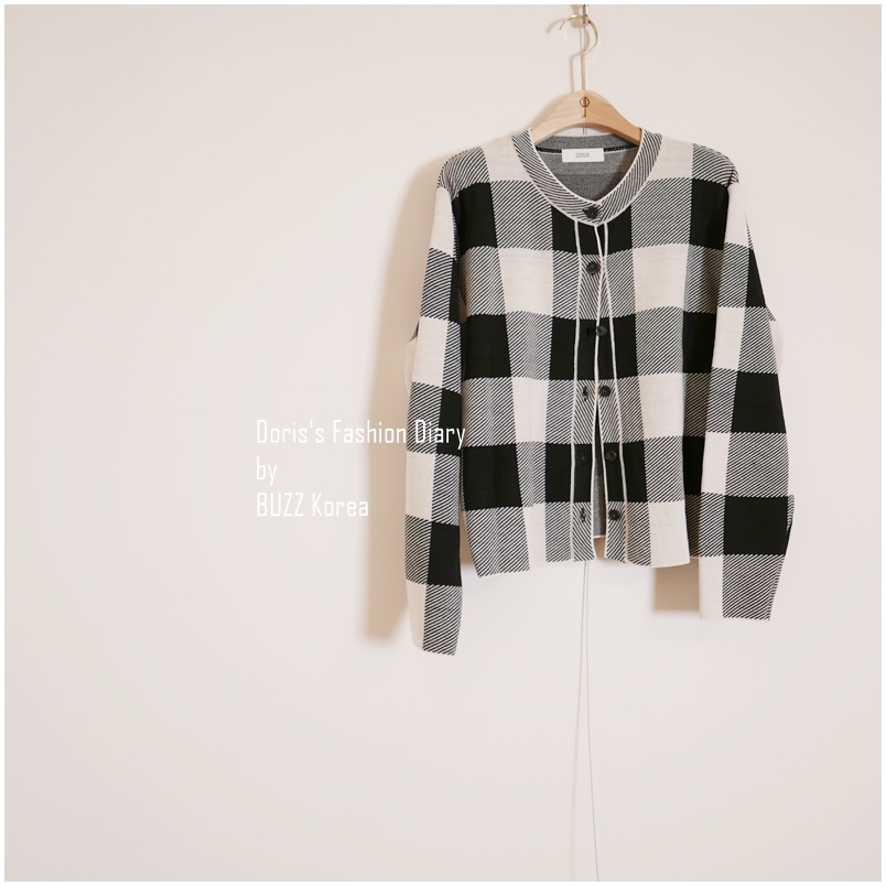 ♣ B005 黑白格紋針織小外套