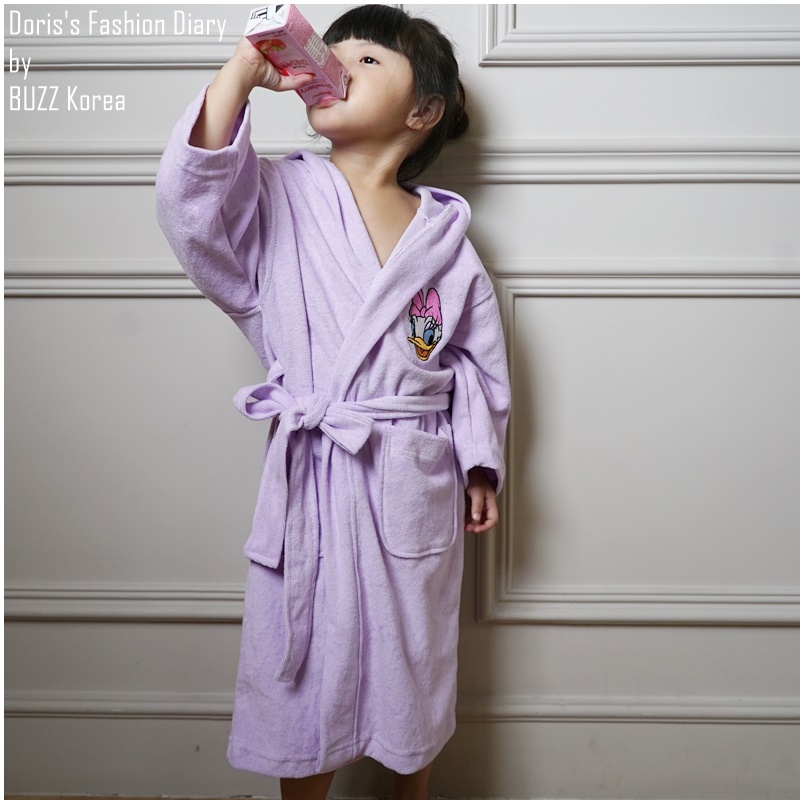 ♣ T072 小孩的粉紫黛西連帽浴袍