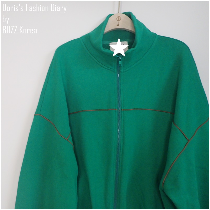 ♣ V053 棉質壓線高領運動外套+口袋短(褲)裙套裝 BV綠/黑色 (不拆售)