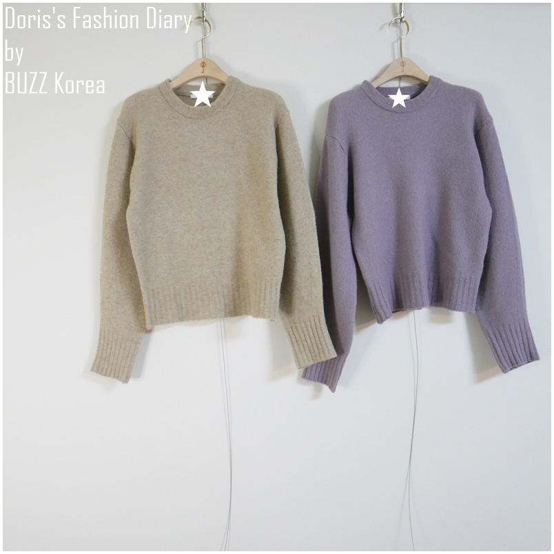 ♣ X016 簡單的毛棉針織上衣 駝色/粉藕