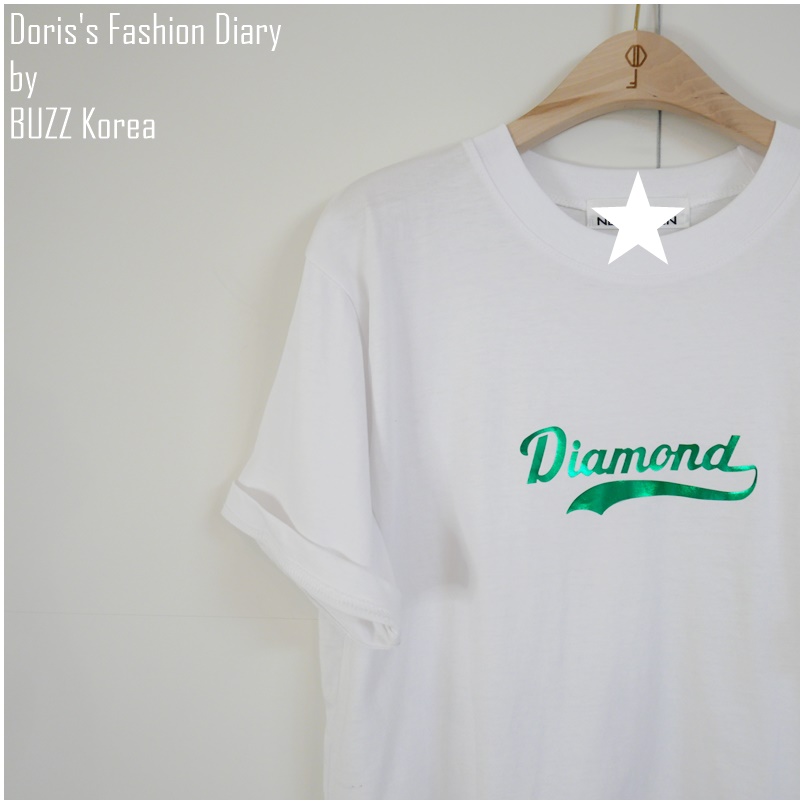 ♣ A009 Diamond短腰棉Tee 白色/灰色