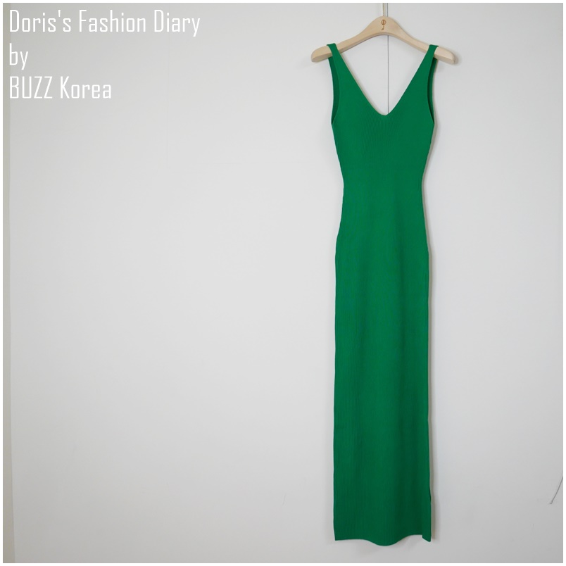 ♣ C049 DFD 訂製針織後大Ｖ露背小洋裝 BV綠 / 白色 / 黑色
