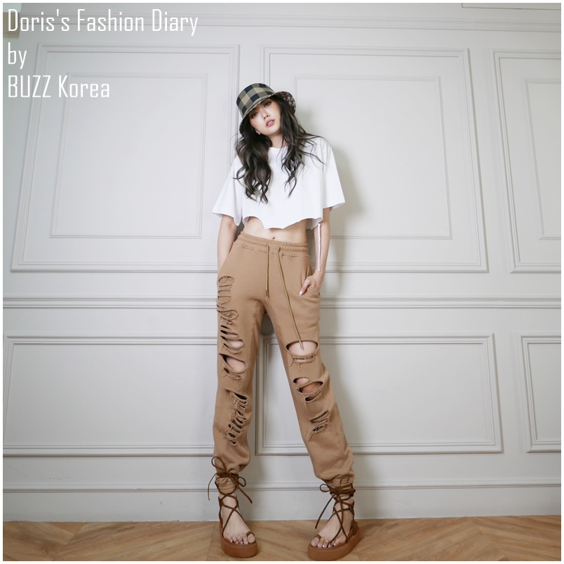 ♣ D001 Doriss Fashion Diary 訂製破破棉褲 新增 酷酷黑/咖啡牛奶/棉花白