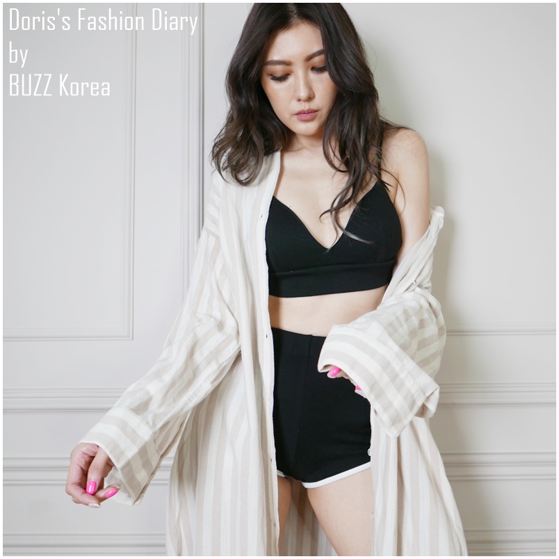 ♣ D002 Doriss Fashion Diary 訂製條文口袋長襯衫洋裝/罩衫 優雅淺駝/可愛黃
