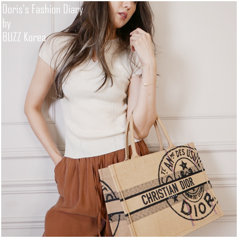 ♣ E015 Doriss Fashion Diary 訂製 Cashmere小金扣氣質針織上衣 米色/黑色