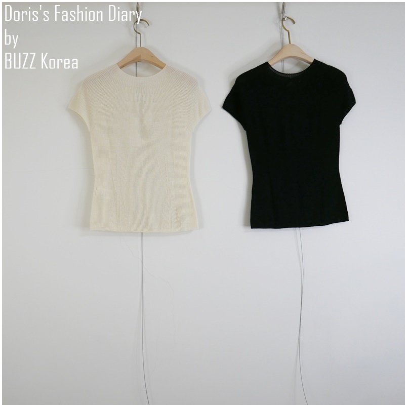 ♣ E015 Doriss Fashion Diary 訂製 Cashmere小金扣氣質針織上衣 米色/黑色