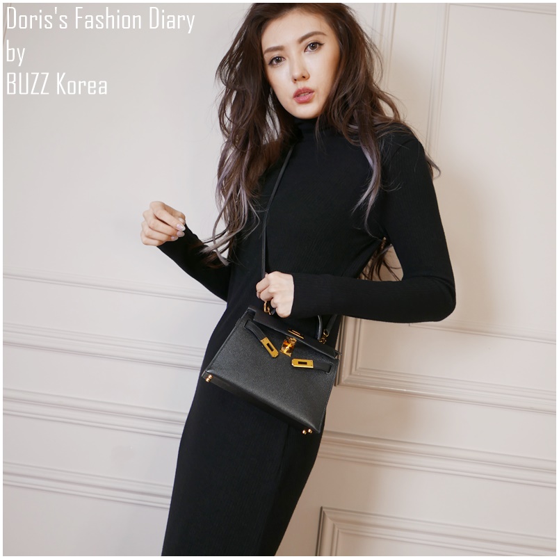 ♣ G004 Doriss Fashion Diary 訂製舒服螺紋高領素色長洋裝