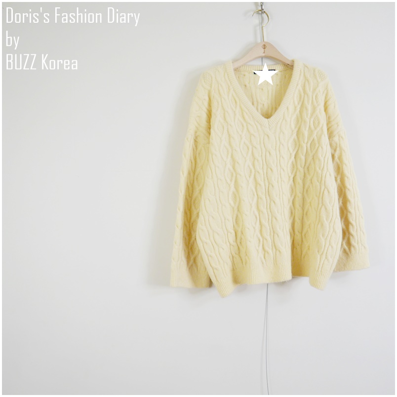 ♣ G021 羊毛麻花V領長版毛衣
