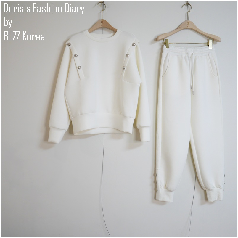 ♣ G002 Doriss Fashion Diary 訂製超舒服太空棉套裝 白色 (不拆售)