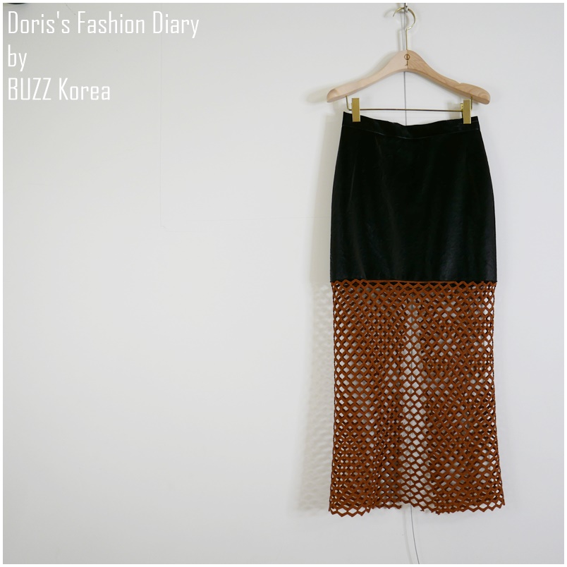 ♣ H021 時髦的造型網狀拼接長裙