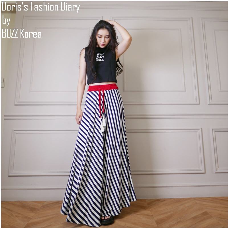 ♣  L048 Doriss Fashion Diary訂製 復古紅腰頭條文長裙