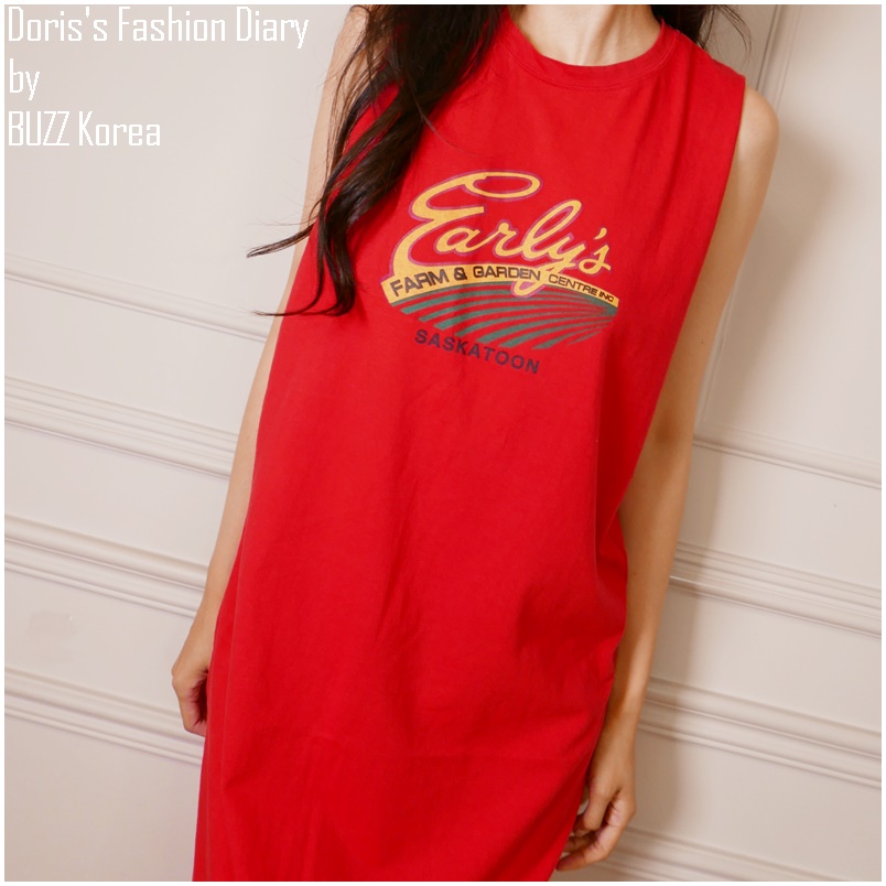 ♣ L052 Early T-shirt Dress復古美式大挖背長洋裝