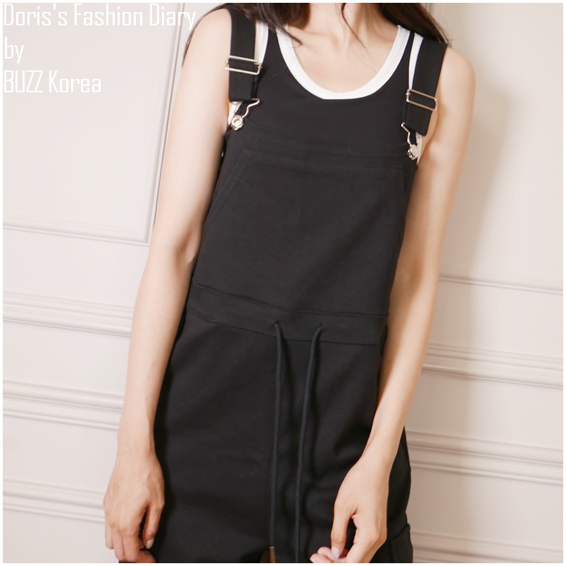 ♣ L049 Like a boy Jumpsuit 棉質吊帶褲 (灰色 / 黑色)