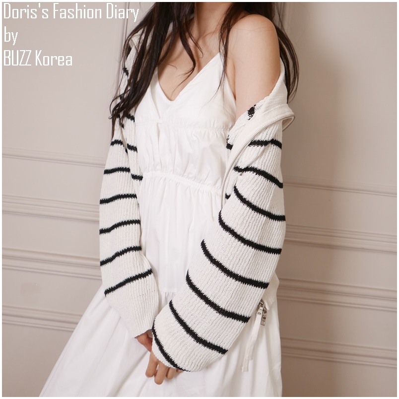 ♣ L003 Strip zip-up cardigan 條紋針織拉鍊外套