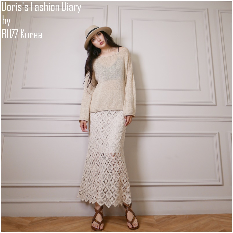 ♣ L031 Lace midi skirt 鉤織蕾絲長裙