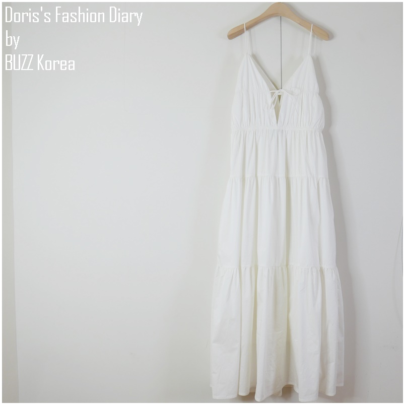 ♣ L057 Doriss Fashion Diary-Saran Maxi Dress  訂製細肩帶大V領蛋糕口袋長洋裝